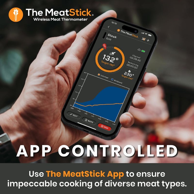 The MeatStick Xtender Set | Smart Wireless Meat Thermometer | 300ft Range Digital Food Probe with Bluetooth | for Smoking, Grilling, BBQ, Air Fryer, Deep Frying, Oven, SousVide, Rotisserie - Image 3